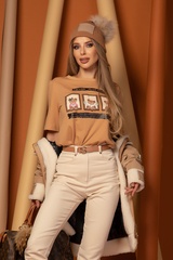 Bear hug T-Shirt din bumbac - Mocha - Imagine 10