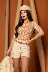 Pleasure To Wear Bluză Cu Mânecă 3/4 - Mocha-Light Print - Imagine 8