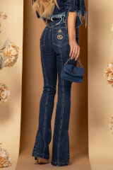 Luxury Classic Blugi Cu Șliț - Dark Blue - Imagine 14