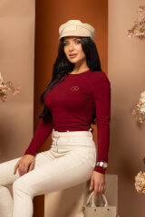 Flawless Flow Bluză Cu Mâneci Lungi - Burgundy - Imagine 6