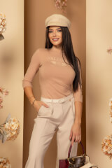 Stylish Everyday Bluza Cu Maneci 3/4 - Nude - Imagine 9