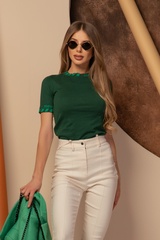 Message me First bluză din tricot fin - Verde - Imagine 8