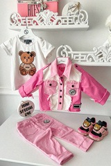 Feel This Moment Geacă mini denim - Roz - Imagine 4