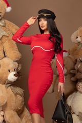 Pull Me Closer Midi Rochie din tricot - Roșu - Imagine 8