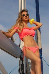 On my radar Top costum de baie ruffles - Neon Roz - Imagine 5