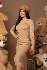Pull Me Closer Midi Rochie din tricot - Nude - Imagine 14