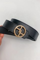 Alessa logo curea neagră îngustă - catarama de aur - Imagine 2