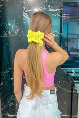 Scrunchie galben neon - mare - Imagine 2