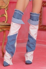 Feel This Moment Cizme cu ciorapi detașabili din denim - Imagine 6