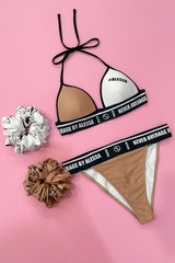 She Baller Costum de baie Top Triunghiuri - Alb și Nude - Imagine 3