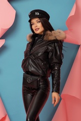 Ask about me Geaca din piele – lănțișor închis la culoare din nichel - Imagine 8