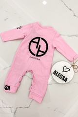 Think Big Drink Milk Romper mini cu legenda neagră - Roz - Imagine 3