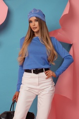 Alessa Fular tricotat cu Logo - Sky Blue - Imagine 4