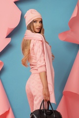 Alessa Fular tricotat cu Logo - Sweet Pink - Imagine 5