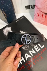 Alessa logo curea neagră îngustă - cataramă nichel închis - Imagine 6