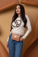 Alessa Luxury Logo Pulover tricotat - ecru - Imagine 8