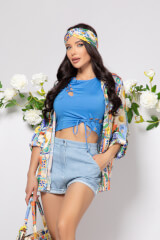 Made Of Love Crop Top - Albastru - Imagine 10
