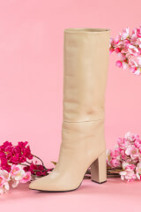 Graceful Garments Cizme Înalte - Soft Beige - Imagine 11