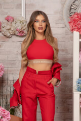 Read My Lips Crop Top - Roșu - Imagine 3
