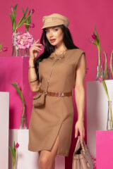 Elegance Flight Rochie tip trapez - Mocha Cu geantă - Imagine 11
