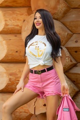 Alessa logo t-shirt - ecru - Imagine 5