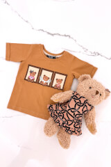 Bear Hug Mini T-Shirt din Bumbac - Mocha - Imagine 9