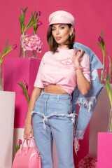 Street Style Star Tricou Din Bumbac - Light Pink - Imagine 7