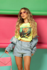 Style Revolution T-Shirt din Bumbac - Neon Galben - Imagine 9