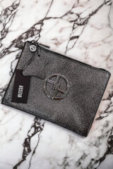 Crispy Graphite Neceser Din Piele Naturală - Mic - Imagine 9